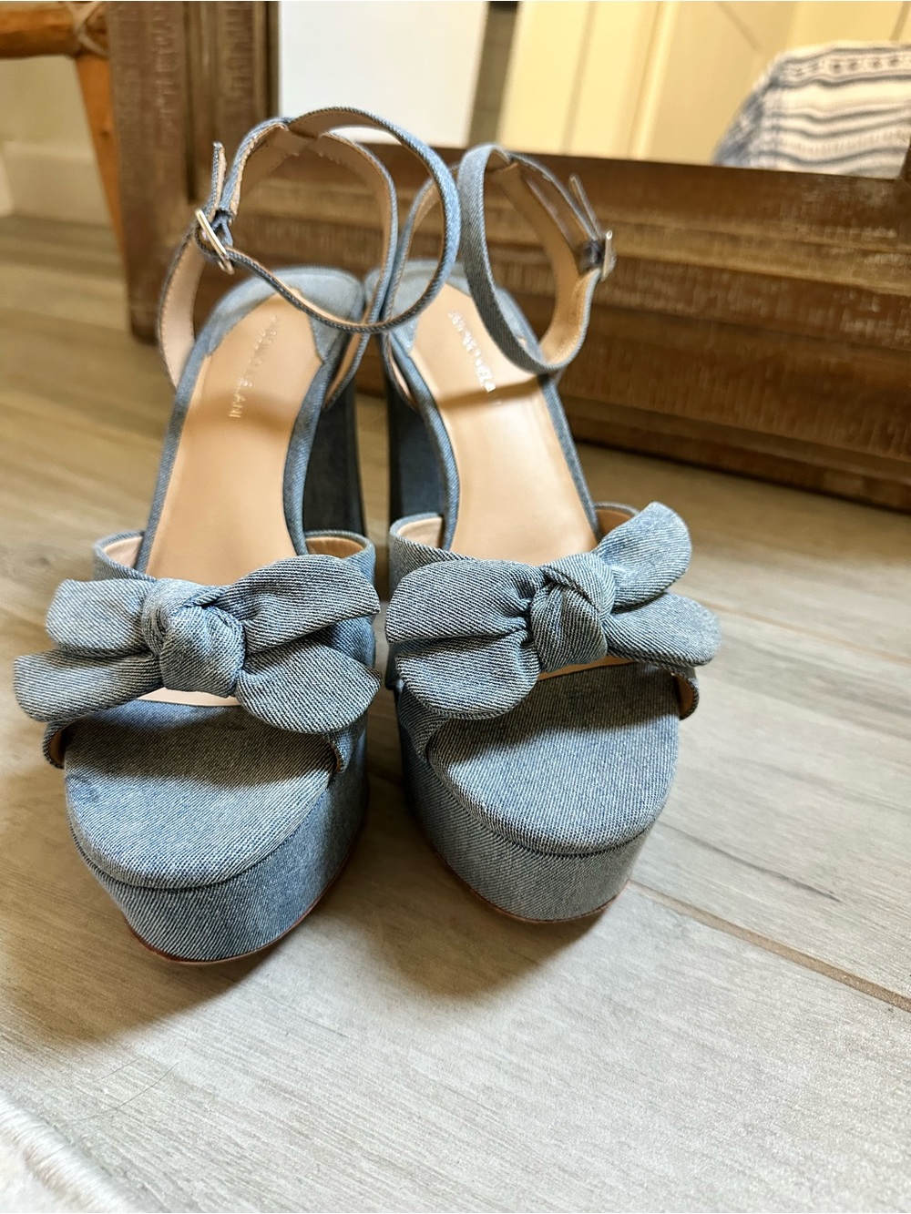 ANTONIO MELANI Denim Knot Platform Sandals 8.5 - Picture 3 of 8